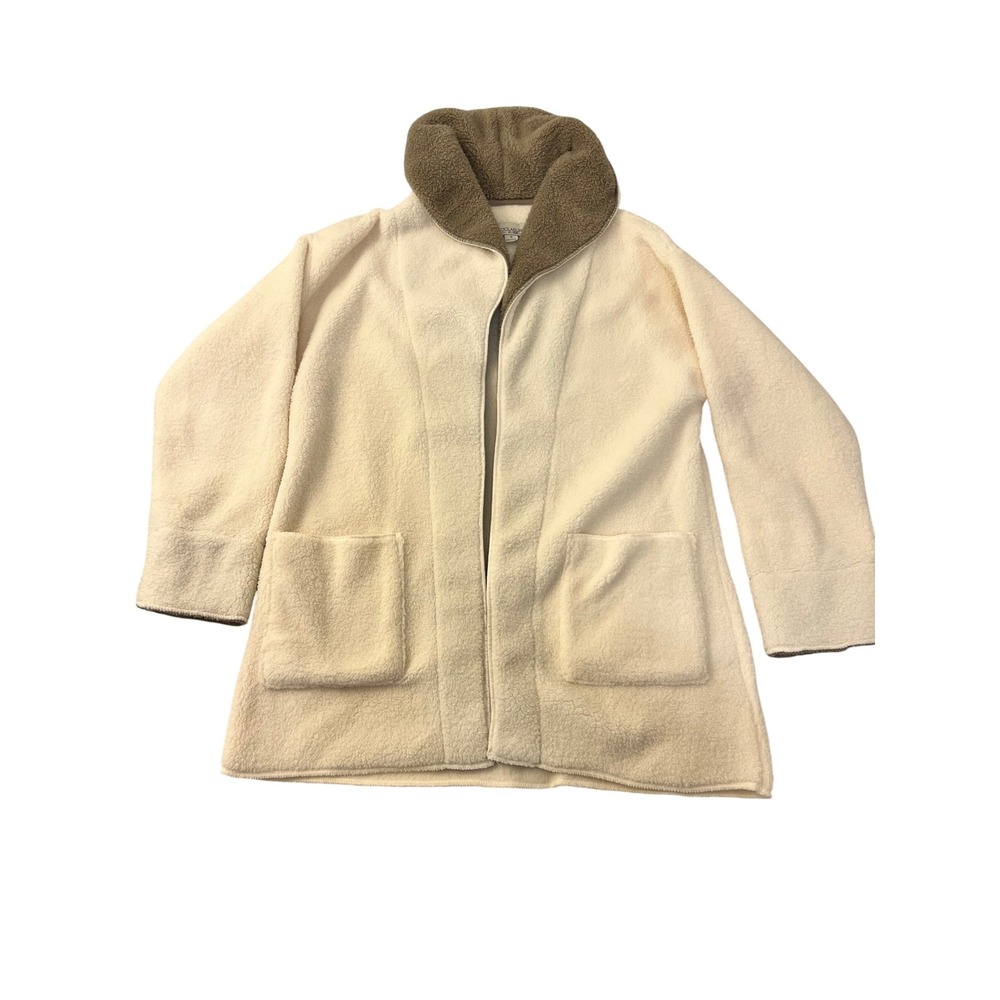Koolaburra by UGG Cream Fleece Open Front Cardigan Shawl Collar Sherpa Pocket S